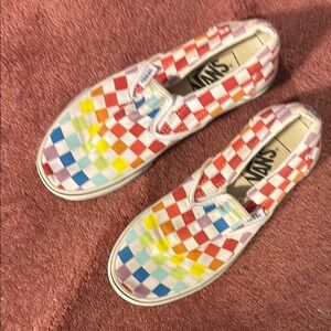 Vans Multicolor Checkered Slip-On Shoes rainbow